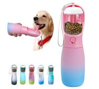 MITOCAPY Dog Water Bottle with Food Container, 19Oz Large Capacity Portable Dog Water Bowl Dispenser, Food Grade New Puppy Essentials & Chihuahua Dog Accessories for Hiking Walking Traveling
