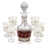 MITOJOSYEER Golden Whiskey Decanter and Glasses Set, Crystal Decanter Set with 6 Glasses, Liquor Decanter Idea for Whisky, Bourbon, Wine, Vodka, or Scotch lovers