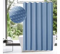 MitoVilla Blue Fabric Shower Curtain, Heavy Weave Textured Shower Curtains for Modern Luxury Bathroom Decor, Weighted Hotel Spa Shower Curtain, 72 x 72, Moonlight Blue
