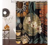 MitoVilla Boho Floral Shower Curtain, Retro Aesthetic Flower Fabric Cloth Shower Curtains for Chic Vintage Bathroom Decor, Modern Abstract Bohemia Botanical Shower Curtain, 72x72