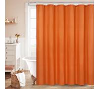 MitoVilla Orange Fabric Shower Curtain Liner, Burnt Orange Simple Shower Curtain or Liner for Terracotta Bathroom Decor, Waterproof Cloth & Machine Washable, 12 Plastic Hooks, 72" W x 72" H