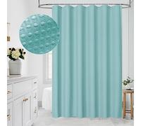 MitoVilla Teal Extra Long Shower Curtain 72 x 84, 84 inch XL Fabric Shower Curtains for Aqua Blue Modern Bathroom Decor, Weave Textured Shower Curtain 84 inch, Teal/Turquoise