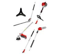 Mitox 28MT-a Select 5-in-1 Petrol Garden Multi-Tool Kit. Includes Grass Trimmer, Long Reach 58cm Hedge Trimmer, Pruning Saw, Brushcutter, 1m Extension. , Red