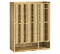 Mitoydoe Bamboo Shoe Storage Cabinet, 7 Tier Wooden Shoes Rack Organiser with 3 Doors Entryway Shoe Storage Organizer, Bamboo Storage Cabinet for Hallway Closet Bedroom 107x90x32CM