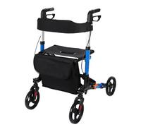 Mitoydoe Rollator Walker Foldable with 8” Wheels,Lightweight Mobility Aid with Seat, Backrest & Storage Bag Rolling for Seniors Support up to 300lbs Blue