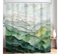 Mitpok Green Mountain Long Shower Curtain 72Wx78H Abstract Nature Minimalist Hills Modern Natural Oil Paint Landscape Simple Bathroom Decor Aesthetic Bath Curtain Fabric Polyester 12 Pack Hooks