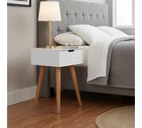 Mitra Bedside Table - 1 Drawer - White and Oak