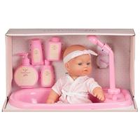 MITRAM Baby Bathtime Doll & Bath Playset, 11 Inch Washable Doll with Working Shower, Bathtub & Bath Accessories, Water Play Toy for Toddlers, Role Play Baby Doll Set for Kids Ages 2 3 4+