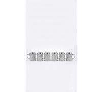 MITRAM Crystal Handle Mugs Set of 6 Crushed Diamond Crystal Filled Glass Mugs - Silver Sparkle Handle Coffee & Tea Cups - Luxury Bling Kitchenware Gift for Home Dining & Office (Clear)