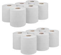 MITRAM - White Paper Rolls - Pack of 12 Jumbo Centrefeed Rolls - 2-Ply Embossed Tissue for Cleaning, Wiping & Catering Use, Ideal for Kitchens, Bathrooms & Commercial Spacees
