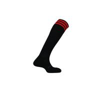 Mitre Adult Mercury 3 Stripe Football Socks | Football Team Kit | Lightweight Long Sock | Breathable Sports Sock, Black/Scarlet, Senior (7 UK - 12 UK)