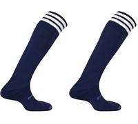 Mitre Adult Mercury 3 Stripe Football Socks | Football Team Kit | Lightweight Long Sock | Breathable Sports Sock, Navy/White, Senior (7 UK - 12 UK) (Pack of 2)