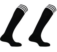 Mitre Adult Mercury 3 Stripe Football Socks | Football Team Kit | Lightweight Long Sock | Breathable Sports Sock, Black/White, Senior (7 UK - 12 UK) (Pack of 2)