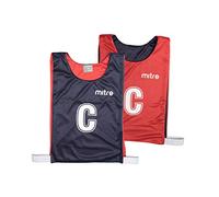 Mitre Adult Netball Pro Reversible Sports Training Bib (Pack of 7), Blue/Red, M
