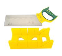 Mitre Box and Saw Set, 18.1 in / 46 cm Back Saw, Multiple Angle Mitre Box with 90/45/22.5° Angle Miter, Double-Sided Quenched Sawtooth, Auxiliary Positioning Design, Yellow