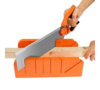 Mitre Box with Saw for Woodworking Cuts at 22.5° 45° and 90° Plastic Mitre Box and 30cm SK5 Steel Hand Saw Cutter Tool Set for Secure Cutting