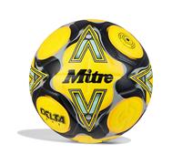 Mitre Delta Football | Highly Durable | Enhanced Accuracy and Consistency, Fluo Yellow/Black/Circular Grey, 5