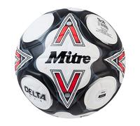 Mitre Delta Football | Highly Durable | Enhanced Accuracy and Consistency, White/Black/Bib Red, 4