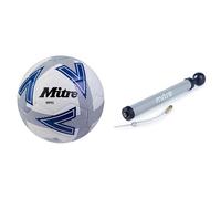 Mitre Impel Training Football With Ball Pump, White/Dazzlingling Blue/