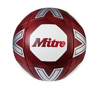 Mitre Intent Training Football | Enhanced Grip and Control | Durable Construction, White/Red, 5