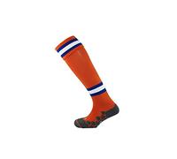 Mitre Junior Division Tech Football Socks | Long Sport Sock | Lightweight | Breathable Mesh, Tangerine/Royal Blue/White, Mini (12 UK Child - 2 UK)