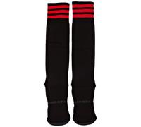 Mitre Junior Mercury 3 Stripe Football Socks | Football Team Kit | Lightweight Long Sock | Breathable Sports Sock, Black/Scarlet, Junior (3 UK - 6 UK)