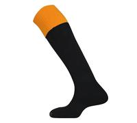 Mitre Junior Mercury Contrast Football Sports Socks | Football Team Kit | Lightweight Long Sock | Breathable Sports Sock, Black/Amber, Mini (12 UK Child - 2 UK)