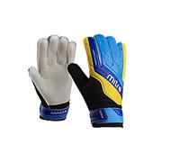 Mitre Magnetite Junior Goalkeeper Gloves | Be Football Match Ready | Extra Comfort, Black/Blue/Yellow, Size 4