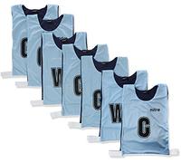 Mitre Netball Pro Reversible Sports Training Bib (Pack of 7), Large, Sky/Navy