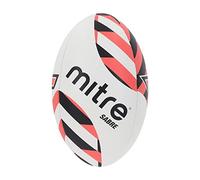 Mitre Rugby Ball | Extra Strong Lining | Full Weight | Hugely Popular, White/Black/Orange, 5