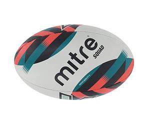 Mitre Squad Rugby Ball Size 5 Match Quality Natural Rubber White/Black/Orange