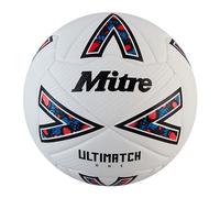 Mitre Ultimatch Football, Enhanced Control, Extra Durability, Added Accuracy, Ball, White/Black/Bib Red, 4