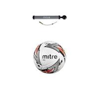 Mitre Unisex Delta Professional Football With Ball Pump, White/Black/Blood Orange, Size 4