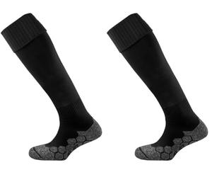 Mitre Unisex Division Plain Sock, Ideal For Football, Lightweight, Quick Dry Design, Cushioned, Black, Senior 7 UK - 12 UK EU (Pack of 2)