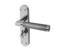 Mitred Bathroom Door HandleSet Dual Finish Polished/Satin Chrome Jedo JV438PCSC (1 Pair) 185x39mm