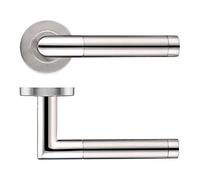 Mitred Dual Finish Door Handle Lever on Rose