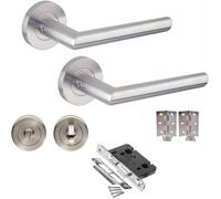 Mitred Internal Door Handle Satin Nickel Finish Bathroom Wc Toilet Door Handle Set 64mm Bathroom Mortise Lock - Golden Grace