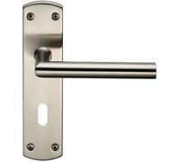 Mitred Lever Door Handle on Lock Backplate - 172 x 44mm - Satin Stainless Steel | Commercial Lever on Backplate Door Handle - Internal Door Hardware - Lock, Euro, Oval and Latch Options Available