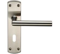 Mitred Lever Door Handle on Lock Backplate 172 x 44mm Satin Stainless Steel