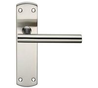 Mitred T Bar Lever Door Handle On Latch Backplate 172 X 44mm Satin Steel