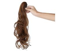 Mitrygreen Claw Clip Ponytail Extension 18" Clip in Wavy Ponytail Hair Extensions Long Pony Tails for Women Extensions Light Auburn Wave Hairpiece