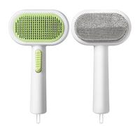 Mitsemmo 2-in-1 Double-sided Pet Brush with Cleaning Button,Self Cleaning Slicker Dog Brush,Cat Comb Shedding,Portable Loosens Tangles,Cat Grooming Tool for Long or Semi-Short Haired Cats.(White)