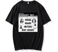 Mitski Newspaper T Shirt Men Summer T-Shirts Funny Dad Tshirt Unisex Tee Shirt Fashion Tops Футболка Camiseta Clothing Black L