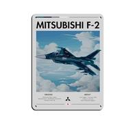 Mitsubishi F-2 Fighter Jet Retro Poster Metal Tin Sign Chic Art Retro Iron Painting Bar People Cave Cafe Family Garage Poster Wall Decoration 12x16inch(30x40cm)