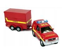 Mitsubishi Fire Brigade Feuerwehr Diecast Car Toy Red Pull Back Open Door 1:32