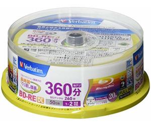 Mitsubishi Verbatim Blu-ray BD-RE DL 50GB 2x Rewritable Disc, 20-Disc Spindle