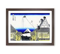 Mitsui Shop On Suruga Street In Edo By Katsushika Hokusai Asian Japanese Framed Print | A4 Walnut Framed Wall Art | Ready to Hang | Asian Cityscape Picture | Living Room Bedroom Lounge Office
