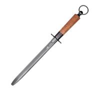 MITSUMOTO SAKARI 10 Inch Japanese Knife Sharpening Honing Rod, Professional Kitchen Knife Sharpener, Black Diamond Flat Sharpening Steel (Rosewood Handle)