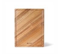 MITSUMOTO SAKARI 42.5 X 32.5 X 3.2 cm Japanese Acacia Wood Kitchen Chopping Board, Natural Wooden Cutting Board, Professional Chopping Board Serving Board (Charcuterie Board with Spill-Proof Grooves)