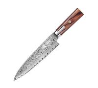 MITSUMOTO SAKARI 7 Inch Japanese Gyuto Knife, Damascus Kitchen Chef Knife